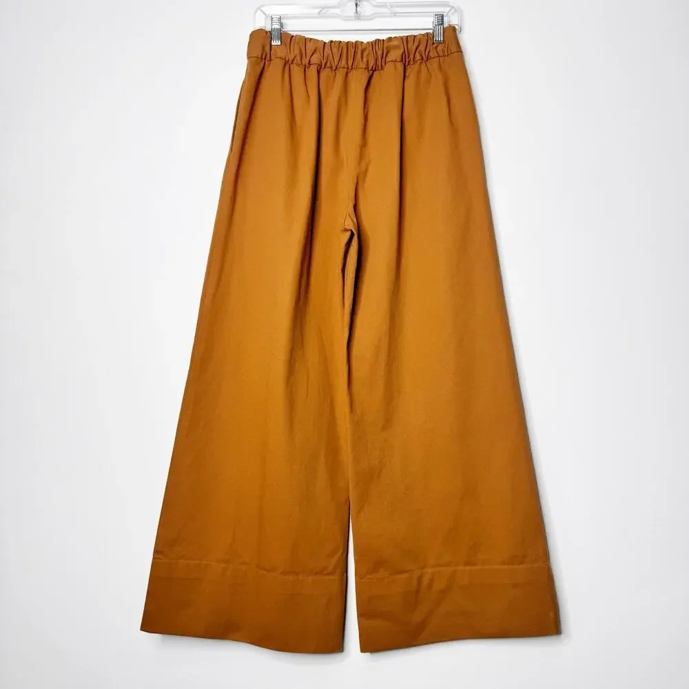 Juliette Fabbri Wide Leg Pleated Cotton Pants Rust Orange Size 1 / Small